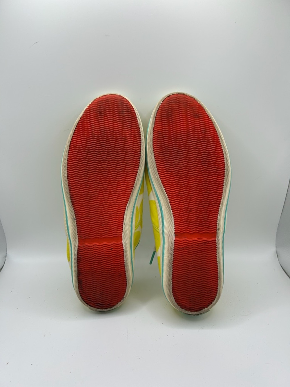 Boden Yellow Polka Dot Canvas Sneakers Teal Trim Women’s Size 37 EU / US 6 - Picture 6 of 14